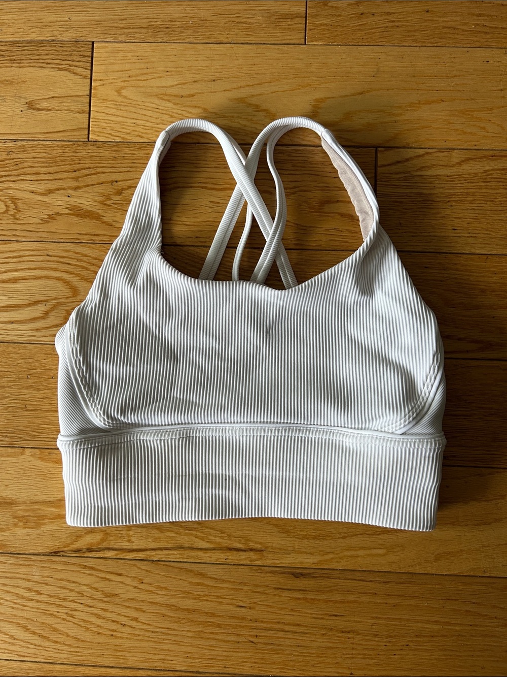 Lululemon White Ribbed Sports Bra